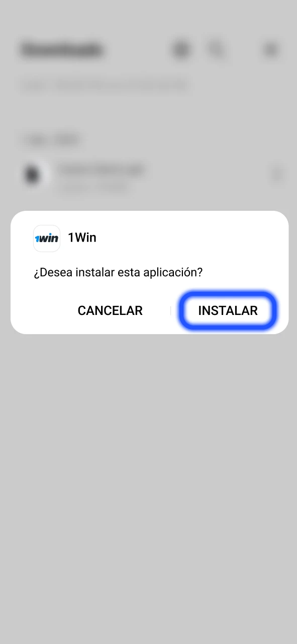 Abre el archivo 1Win y confirma la instalación.