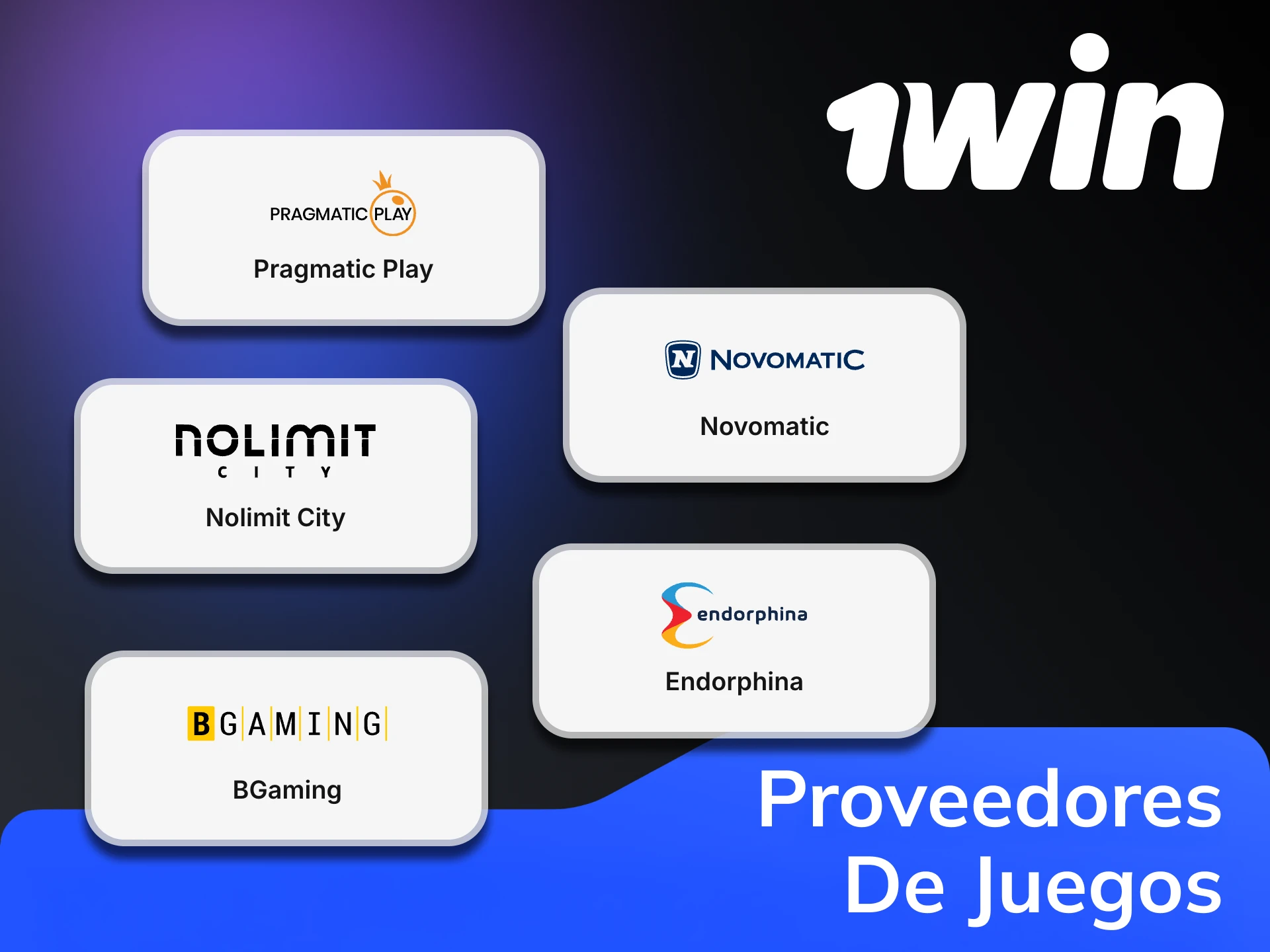 La plataforma 1Win solo colabora con proveedores de juegos de confianza.