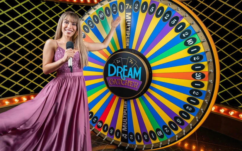 Consigue la máxima ganancia en el juego en vivo Dream Catcher de 1win.