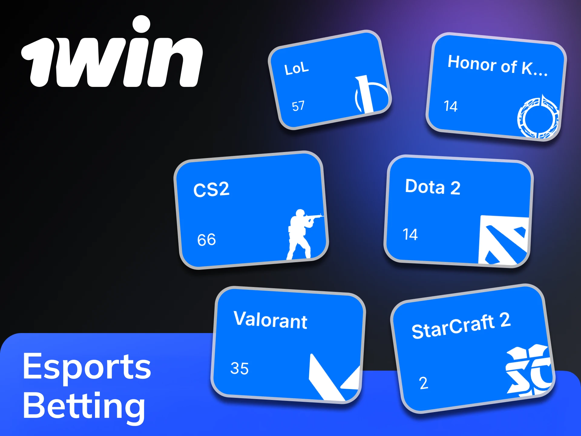 You can find various esports betting categories on 1Win.