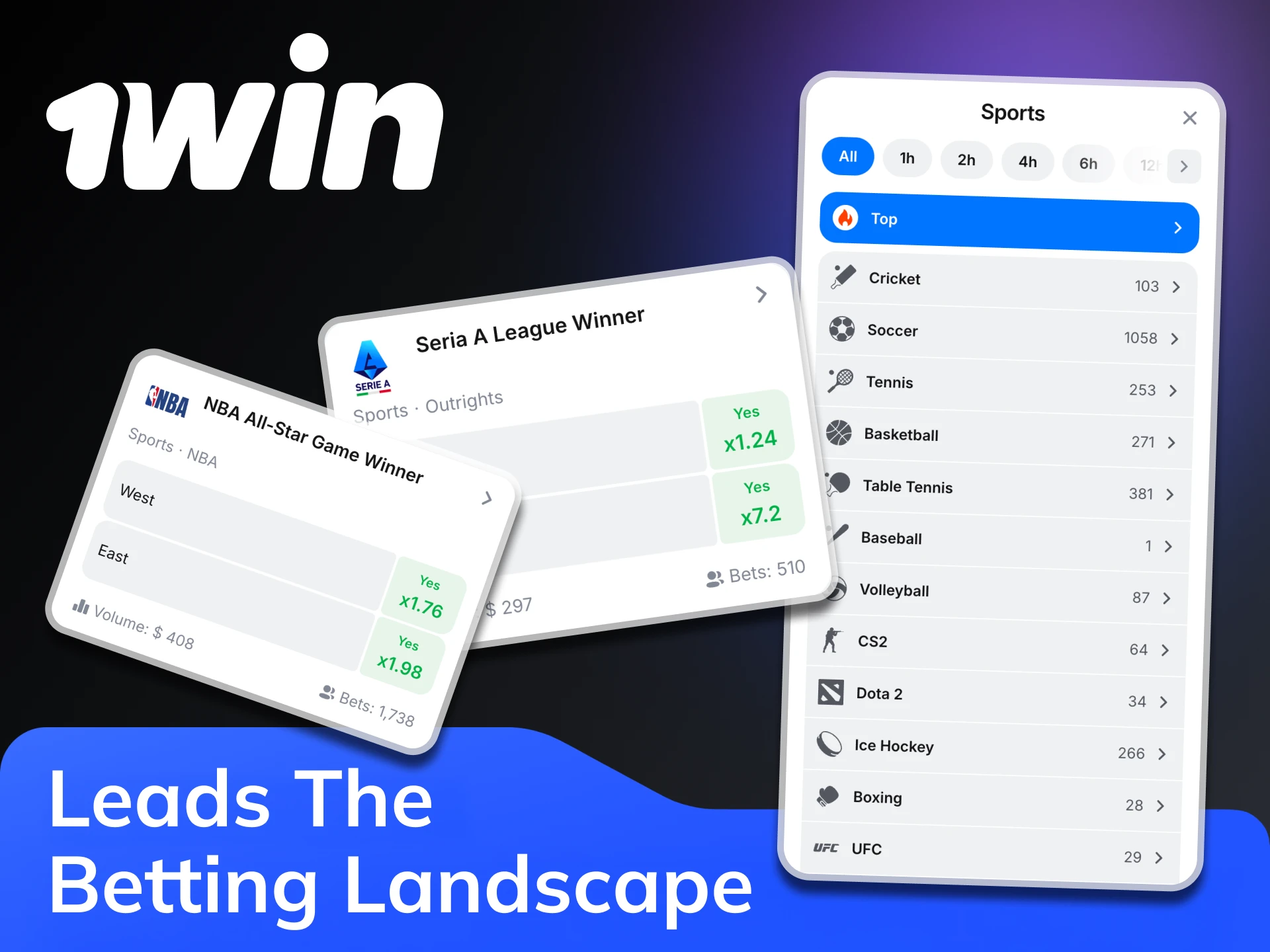 A wide range of betting options available at 1win platform.